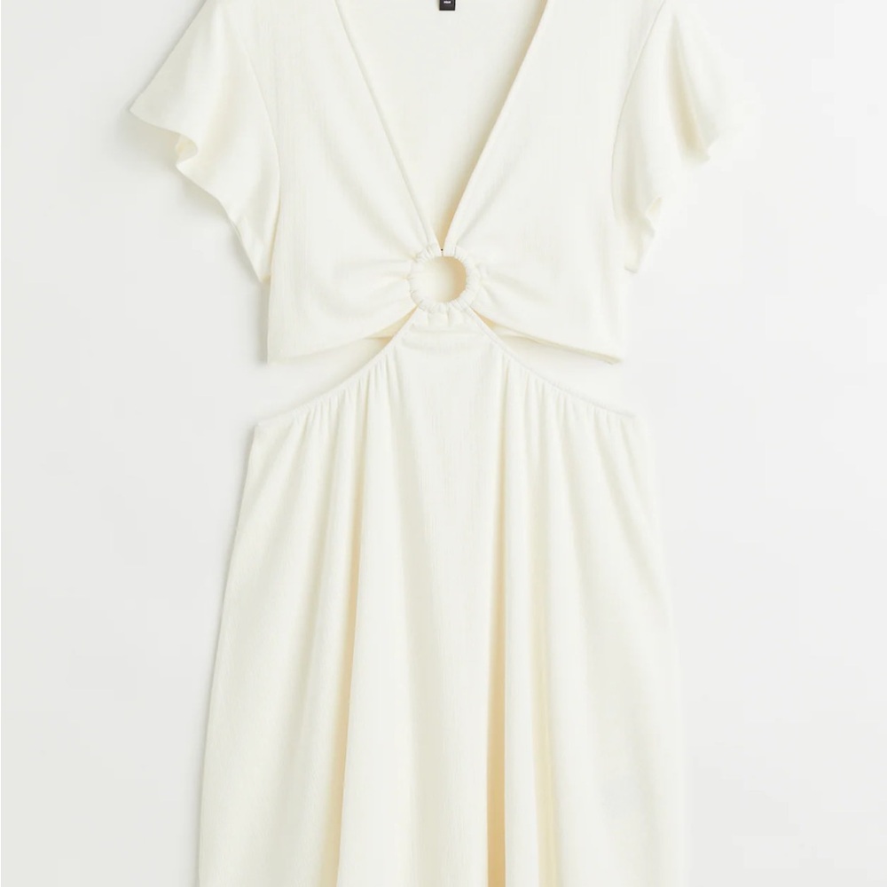 H&M White Cut Out Jersey Dress